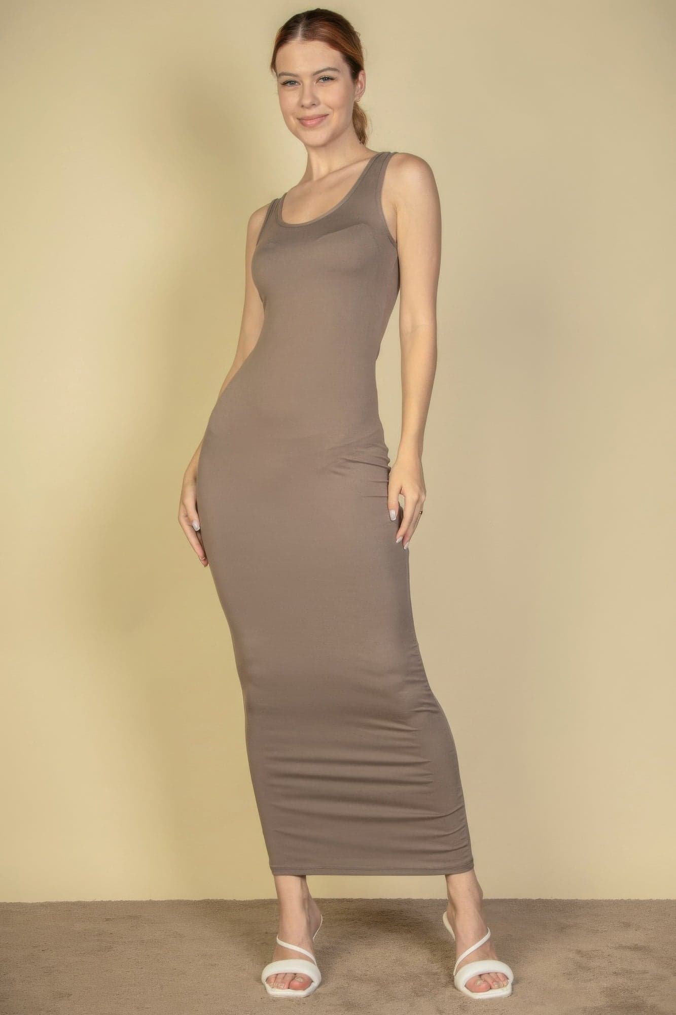 Solid Basic Maxi Dress - Burgundy / S - Thumbnail 6