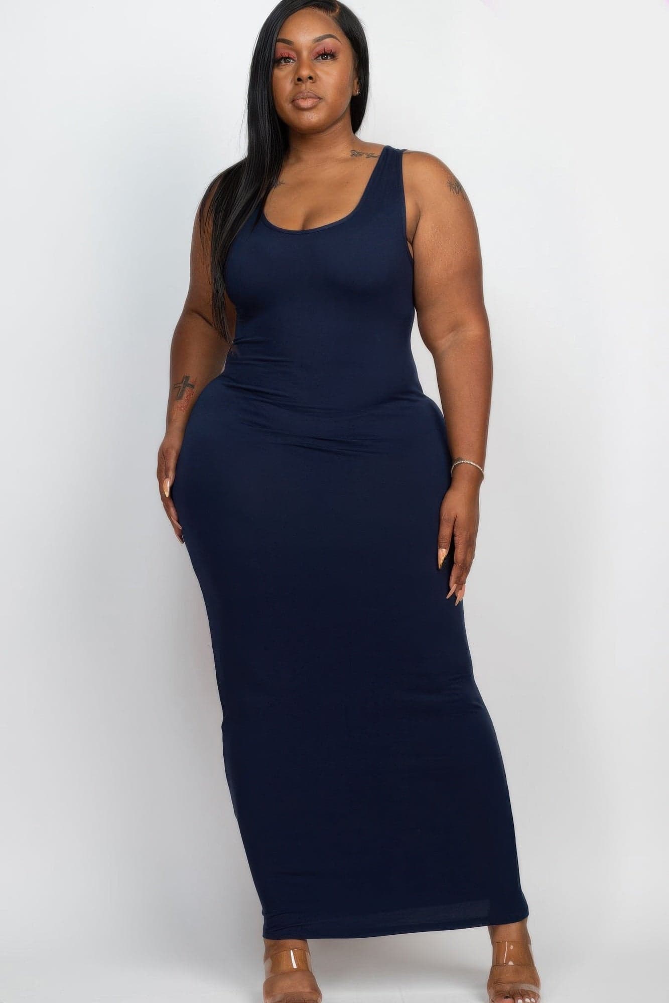 Plus Size Solid Basic Maxi Dress - Flamingo / 3XL - Thumbnail 13