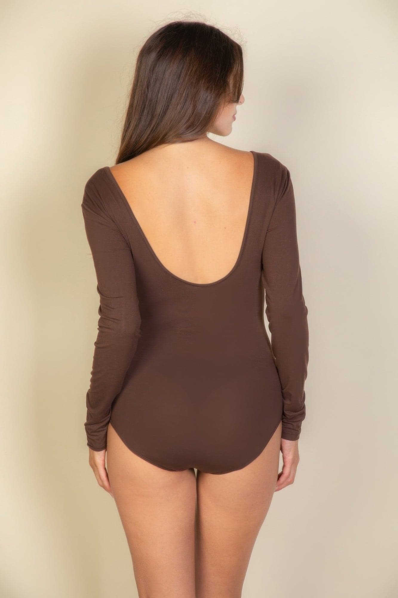 Scoop Neck Solid Long Sleeve Bodysuit - Black / S - Thumbnail 9