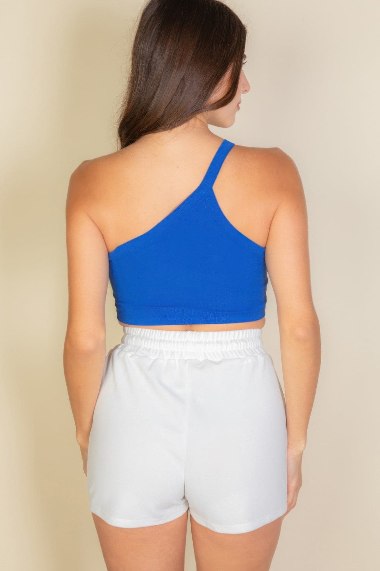 One Shoulder Ribbed Cropped Top - Black / S - Thumbnail 17