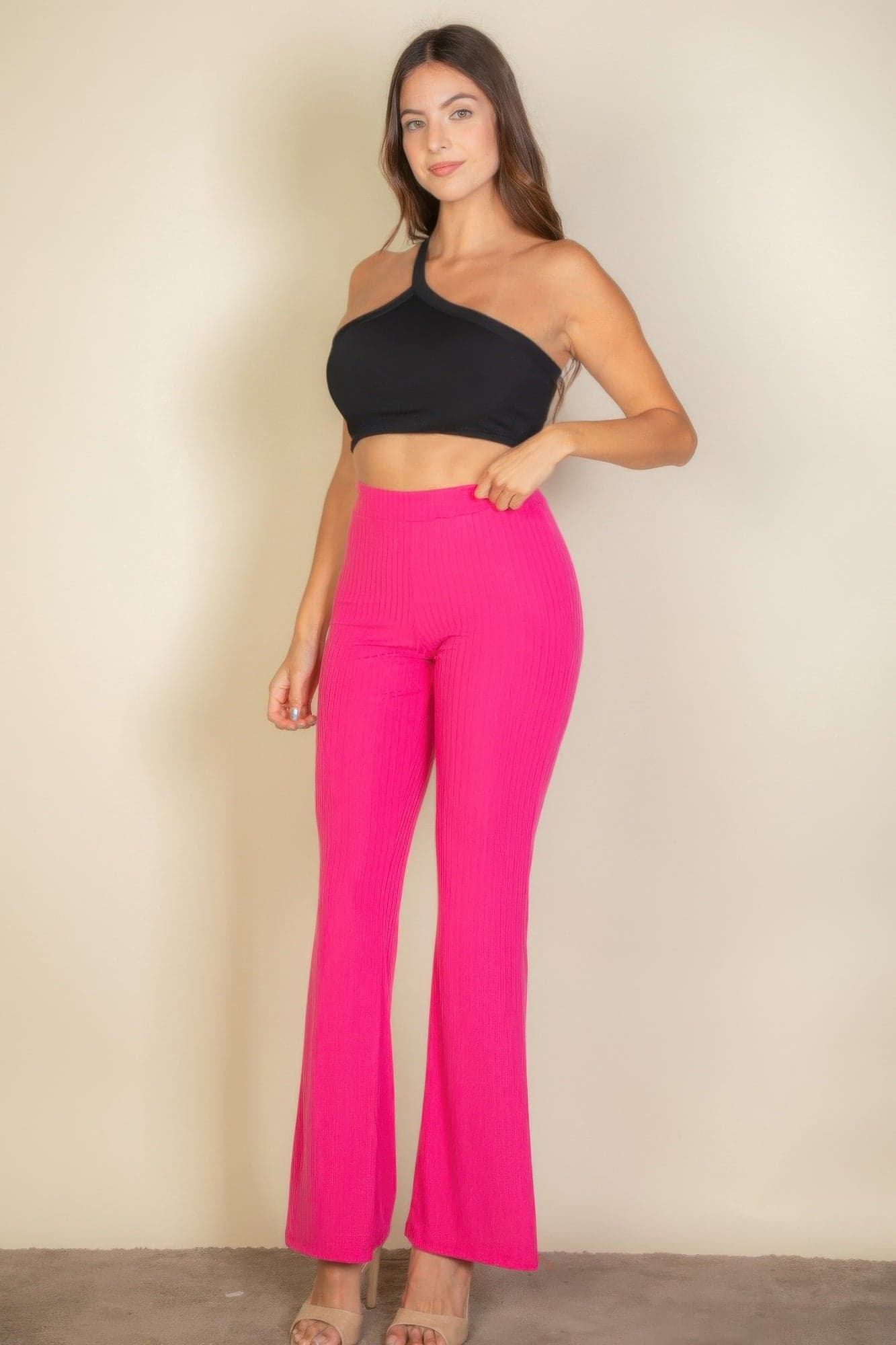 One Shoulder Ribbed Cropped Top - White / M - Thumbnail 7