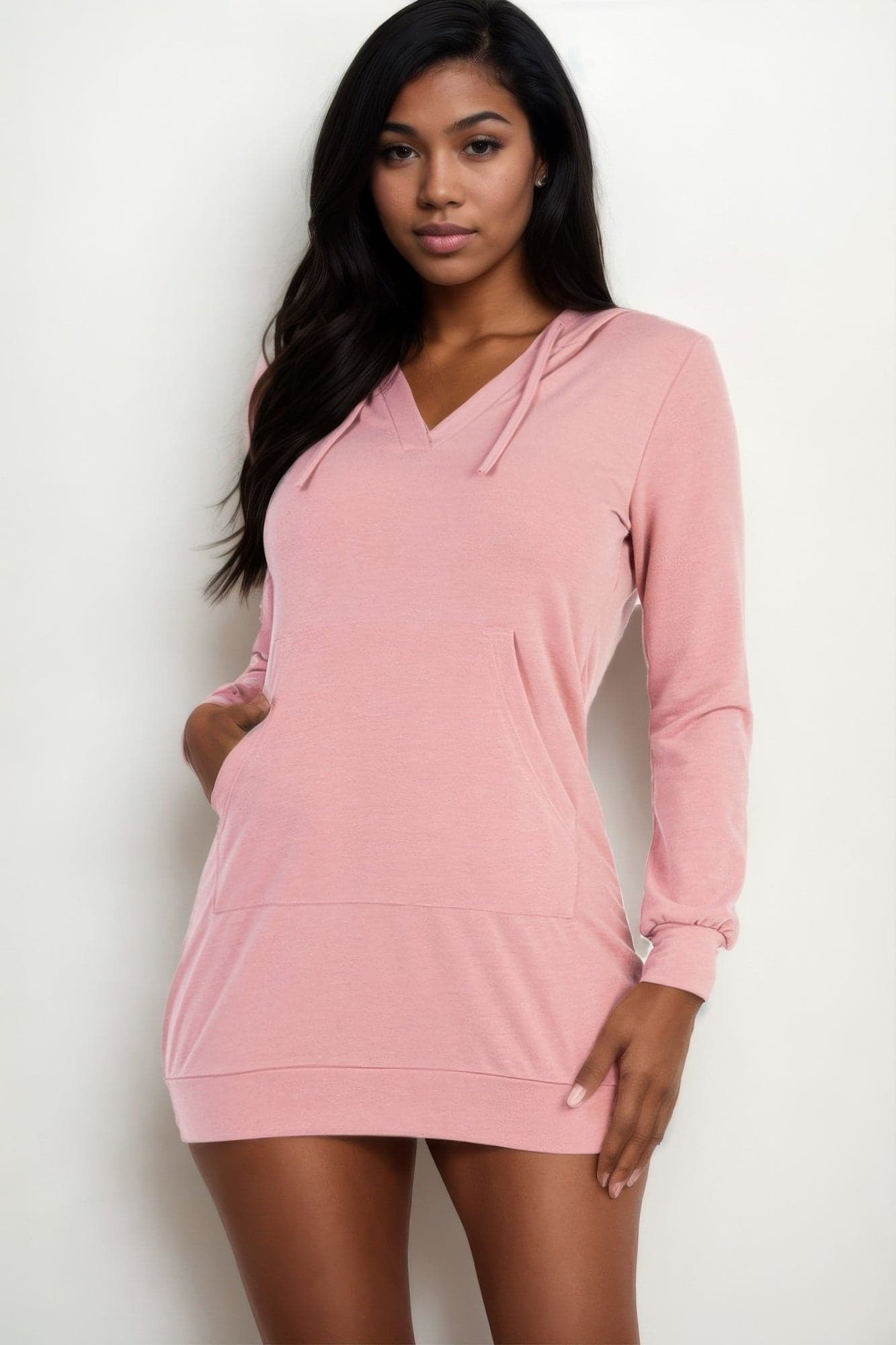 French Terry Hoodie Mini Dress - Rosewood / M - Thumbnail 10