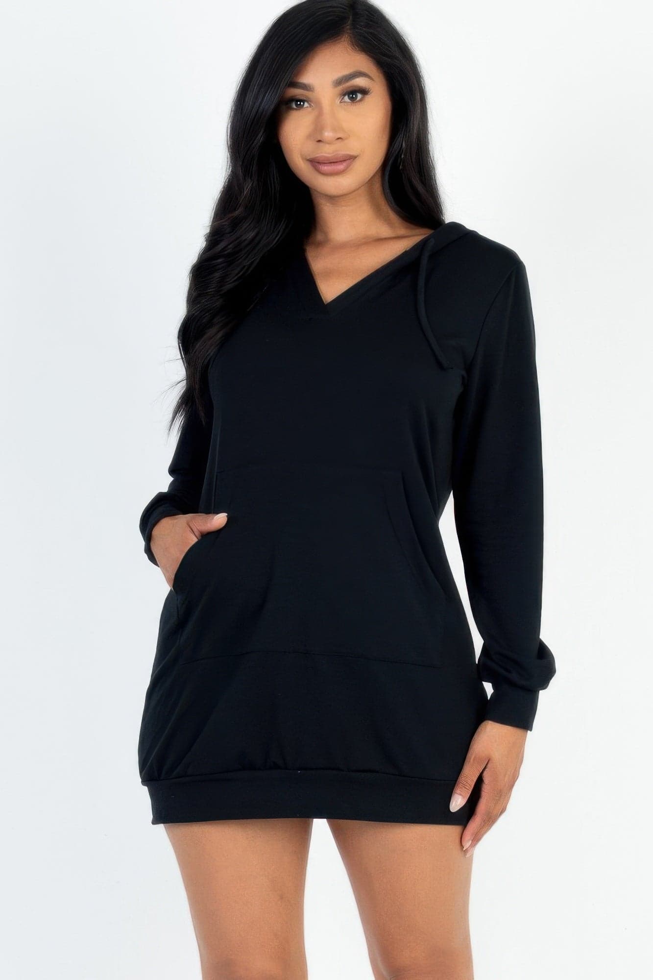 French Terry Hoodie Mini Dress - Grape / S - Thumbnail 6