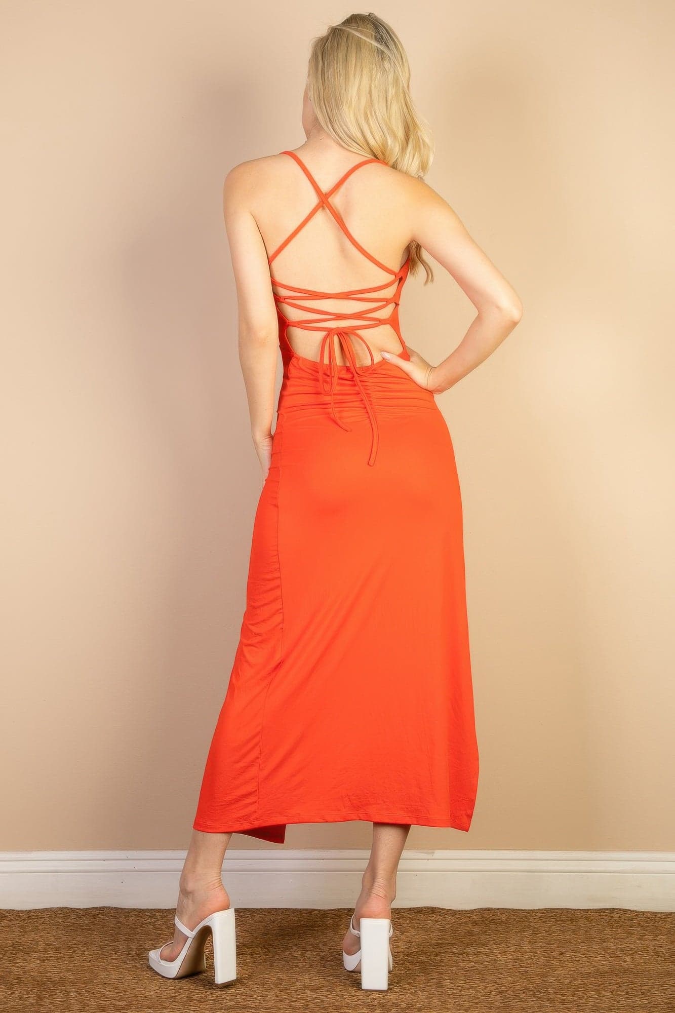 Solid Cami Maxi Slit Dress - Skydiver / M - Thumbnail 8