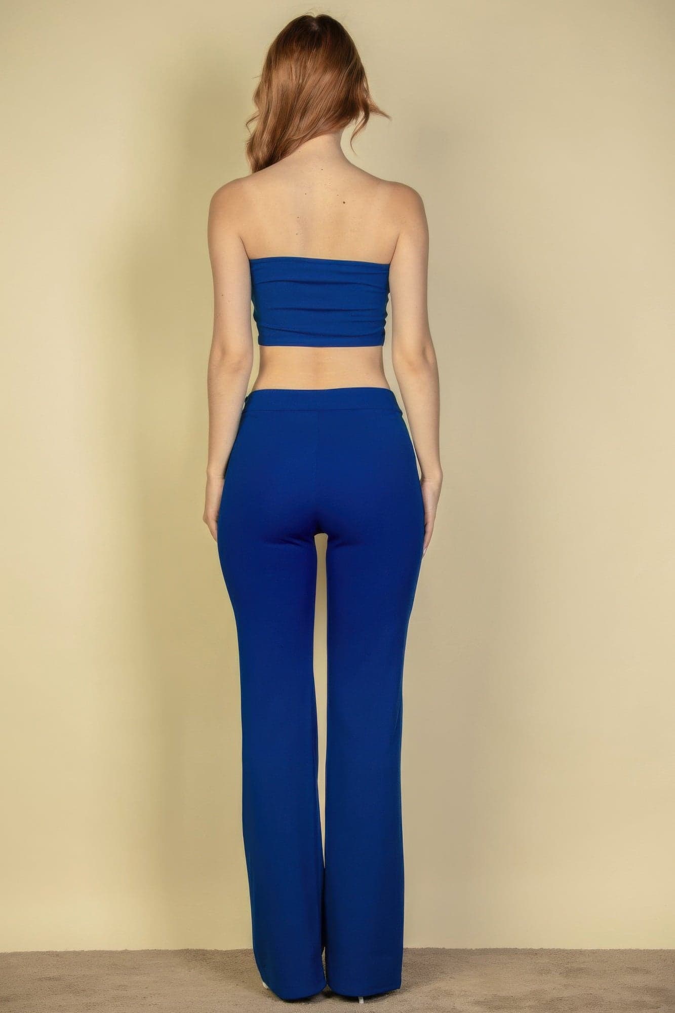 Strapless Corset Top & Flare Pants Set - Rust / S - Thumbnail 12