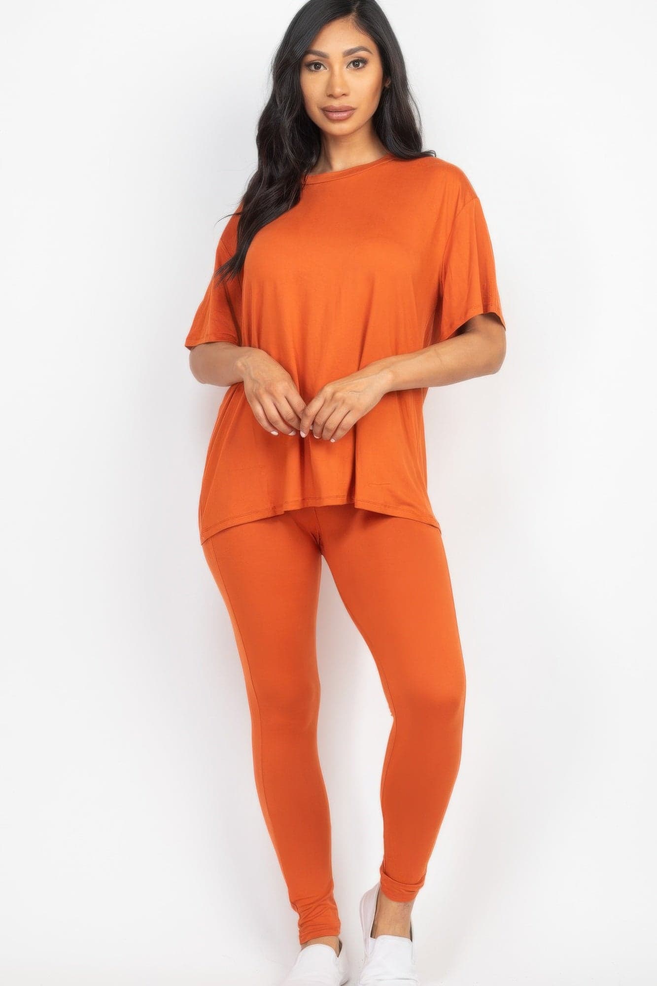 Oversized T-shirt & Leggings Set - Tomato Cream / L - Thumbnail 6