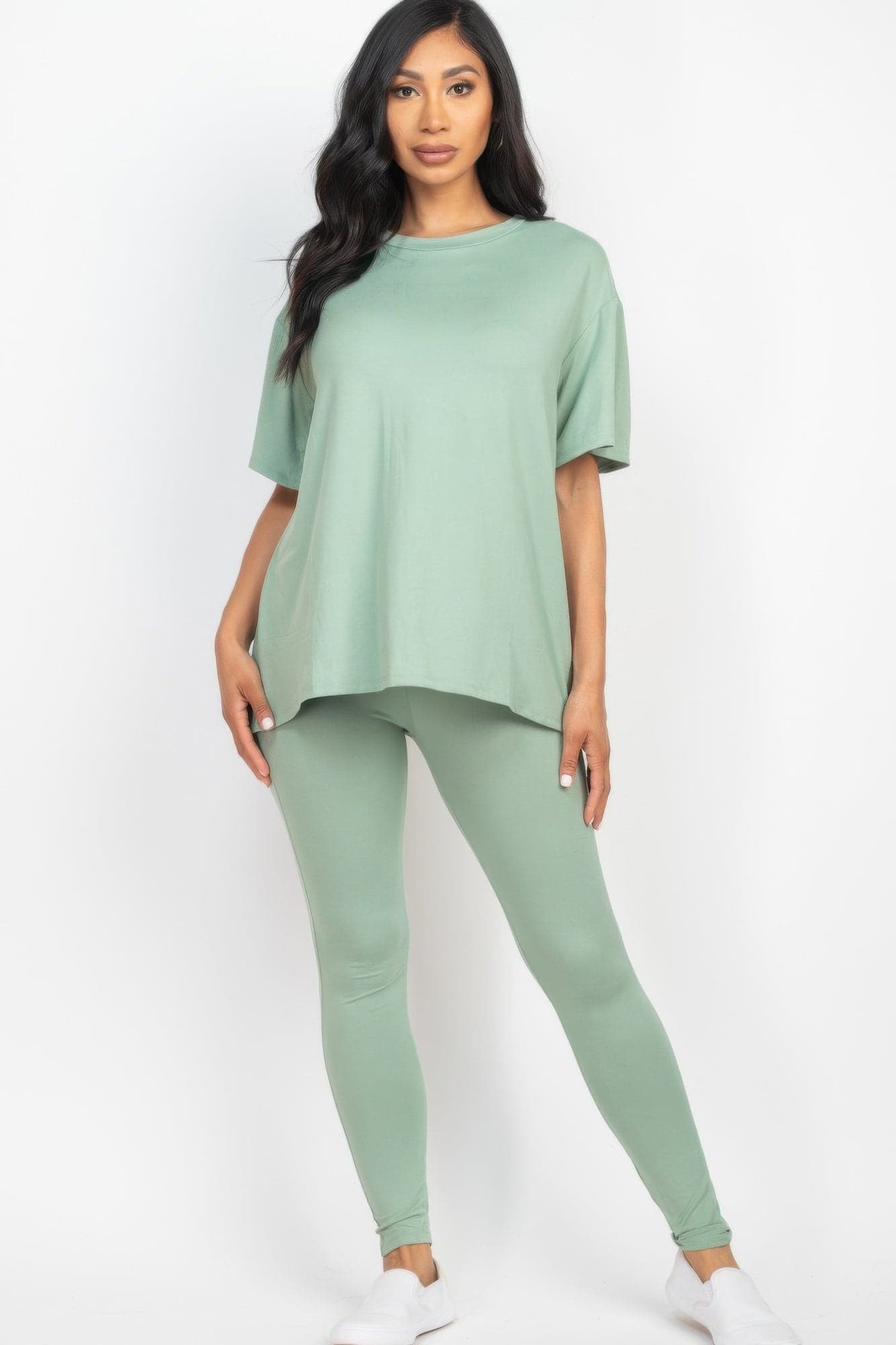 Oversized T-shirt & Leggings Set - Green Bay / M - Thumbnail 3