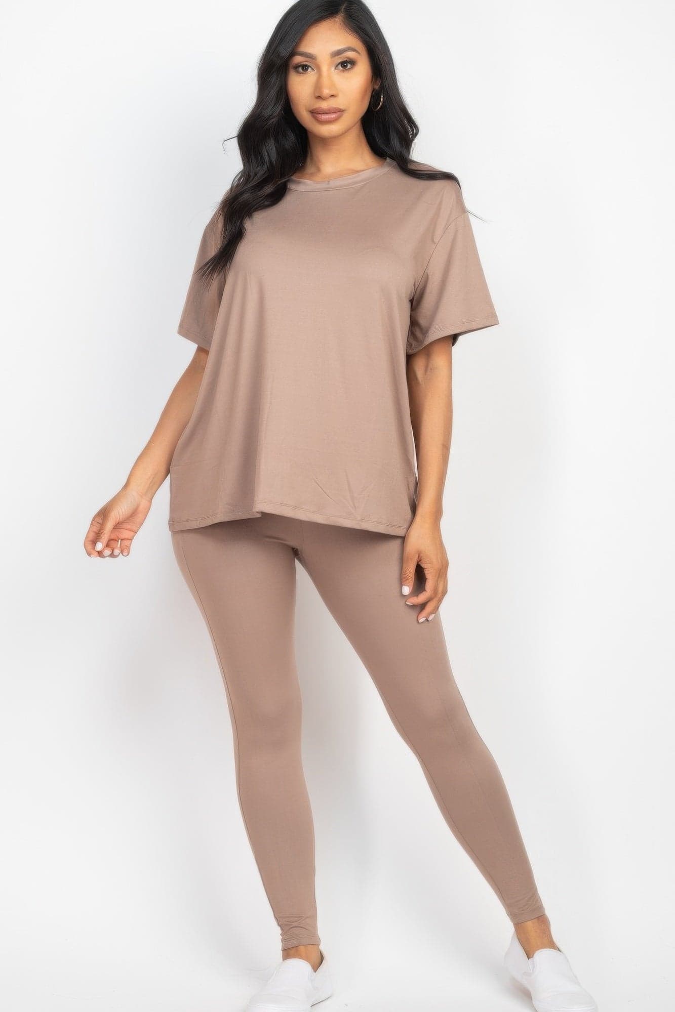 Oversized T-shirt & Leggings Set - Brown Sugar / M - Thumbnail 4