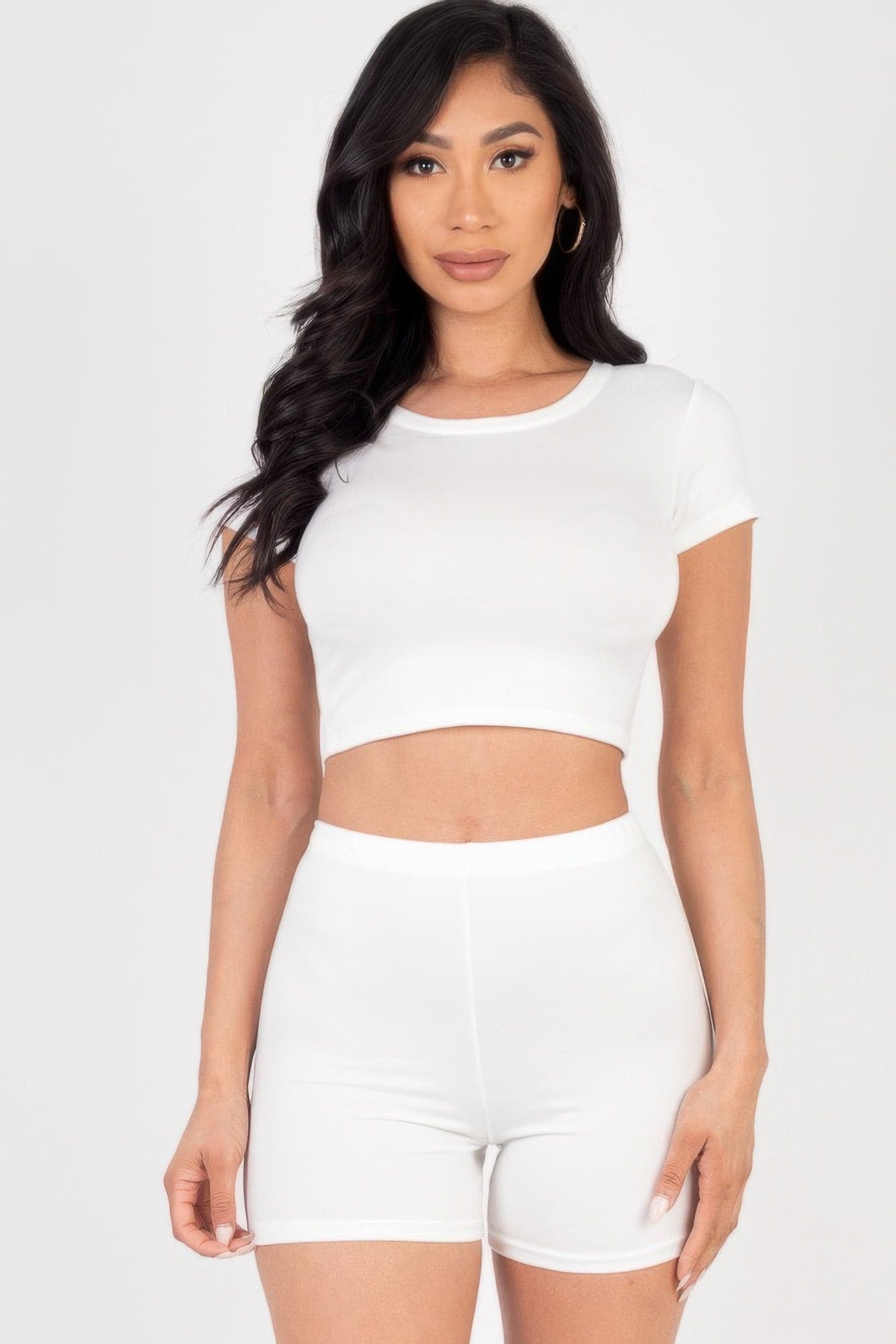 Short Sleeve Crop Top & Shorts Set - Green / S - Thumbnail 8