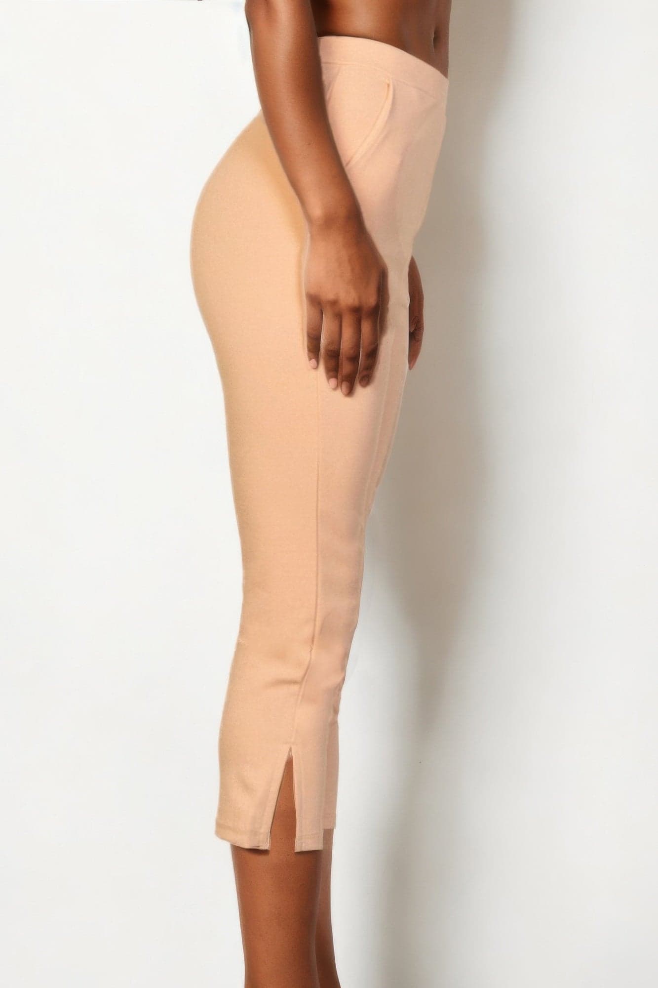 Slit Hem Cropped Pants - Black / S - Thumbnail 3