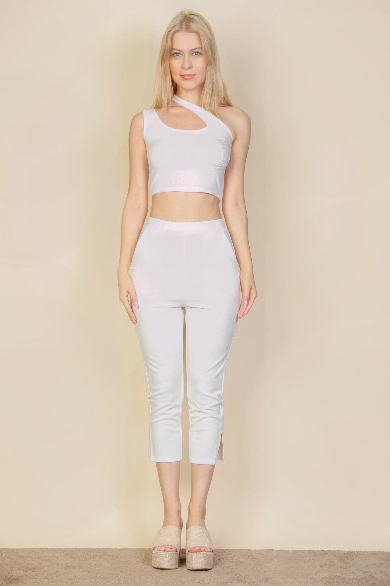 Slit Hem Cropped Pants - Black / L - Thumbnail 6
