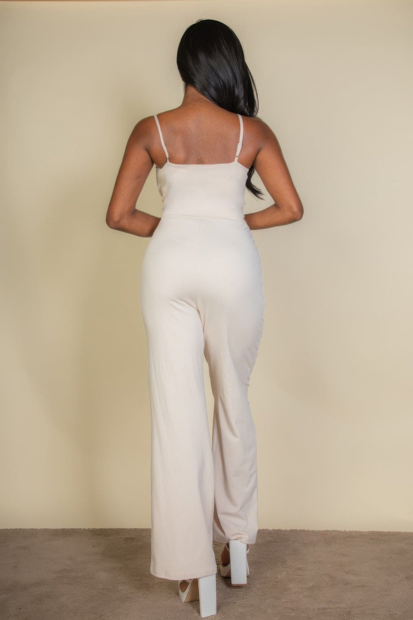 V-neck Camisole Jumpsuit - Aqua / S - Thumbnail 6