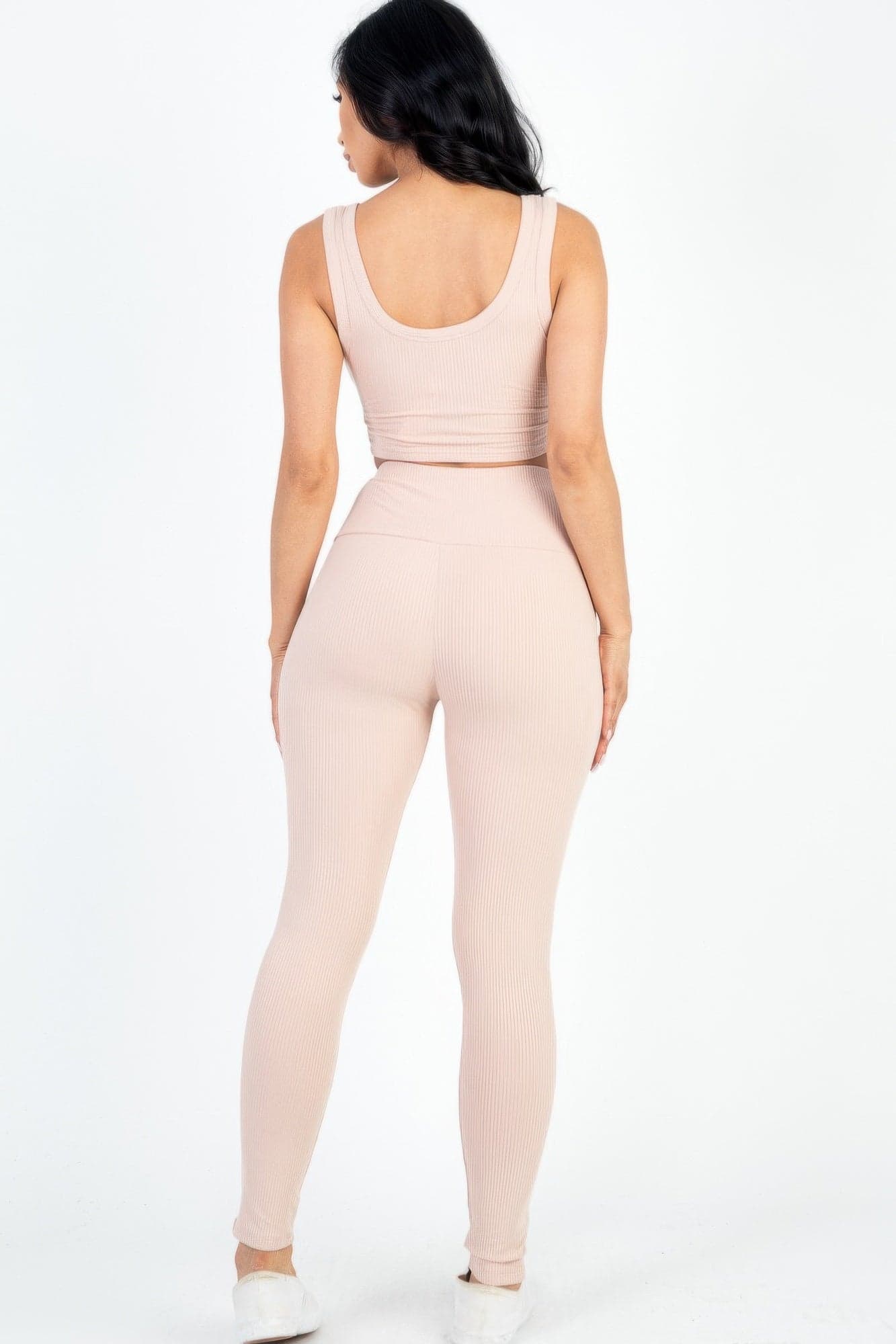 Ribbed Crop Top & Leggings Set - Cloud / M - Thumbnail 5