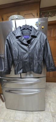 Women's Black Leather Vintage 1980's Moto Jacket Midnight Oil Large