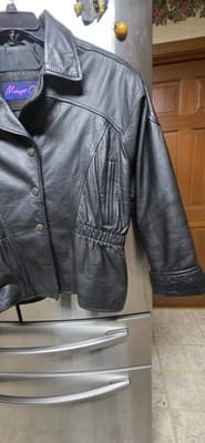 Women's Black Leather Vintage 1980's Moto Jacket Midnight Oil Large - Thumbnail 3