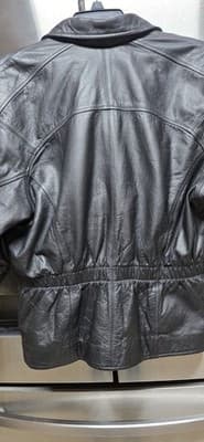 Women's Black Leather Vintage 1980's Moto Jacket Midnight Oil Large - Thumbnail 4