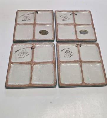 Parrini Italian Majolica 4 Seasons Tile Set Fruit Pottery 6x6 Blue Ceramic New - Thumbnail 3