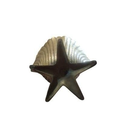 Vintage MCM Brass Seashell Starfish Planter 5.5" Coastal Hollywood Regency - Thumbnail 3