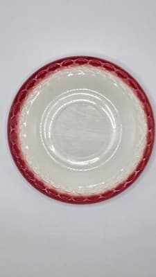 Vintage Fire King Fish Scale Vitrock Cup And Saucer Red - Thumbnail 4