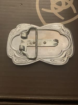 Western Cowboy Belt Buckle Silver With Gold Horse And Horse Shoe Southwestern - Thumbnail 4