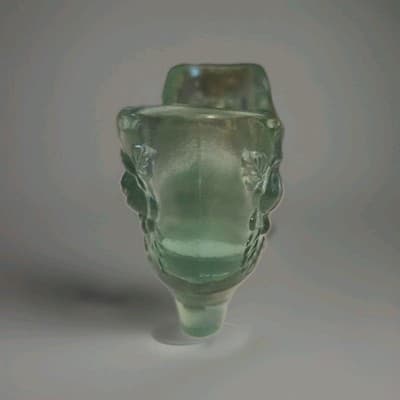 Vintage Fenton Cabage Rose Perfect Shoe Light Green Teal Impressed Makers Mark - Thumbnail 2