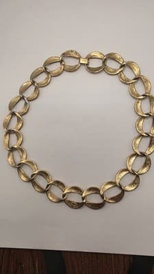 Vintage Napier Necklace Gold Tone Chunky Curb Chain Textured Links Signed 20'... - Thumbnail 5