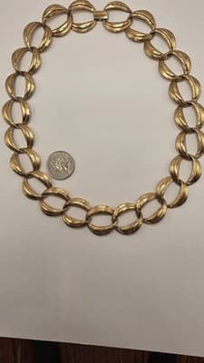 Vintage Napier Necklace Gold Tone Chunky Curb Chain Textured Links Signed 20'... - Thumbnail 4