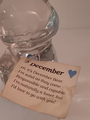 Vintage Fenton Glass December Birthday Bear Paper Weight Hand Made With Tags - Thumbnail 8