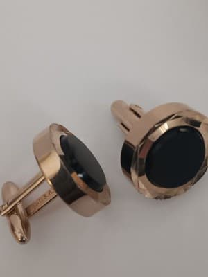 Vtg Hicock Cuff Links Black & Clear Cut Lucite Faceted Gold Toned - Thumbnail 4