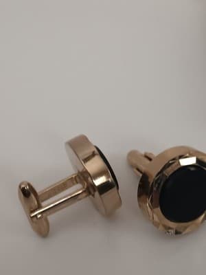 Vtg Hicock Cuff Links Black & Clear Cut Lucite Faceted Gold Toned - Thumbnail 2