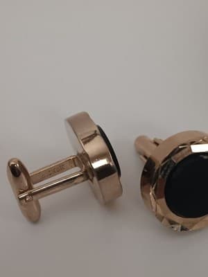 Vtg Hicock Cuff Links Black & Clear Cut Lucite Faceted Gold Toned - Thumbnail 3