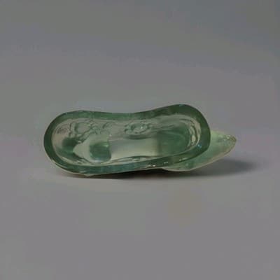 Vintage Fenton Cabage Rose Perfect Shoe Light Green Teal Impressed Makers Mark - Thumbnail 3