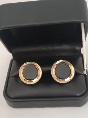 Vtg Hicock Cuff Links Black & Clear Cut Lucite Faceted Gold Toned - Thumbnail 7