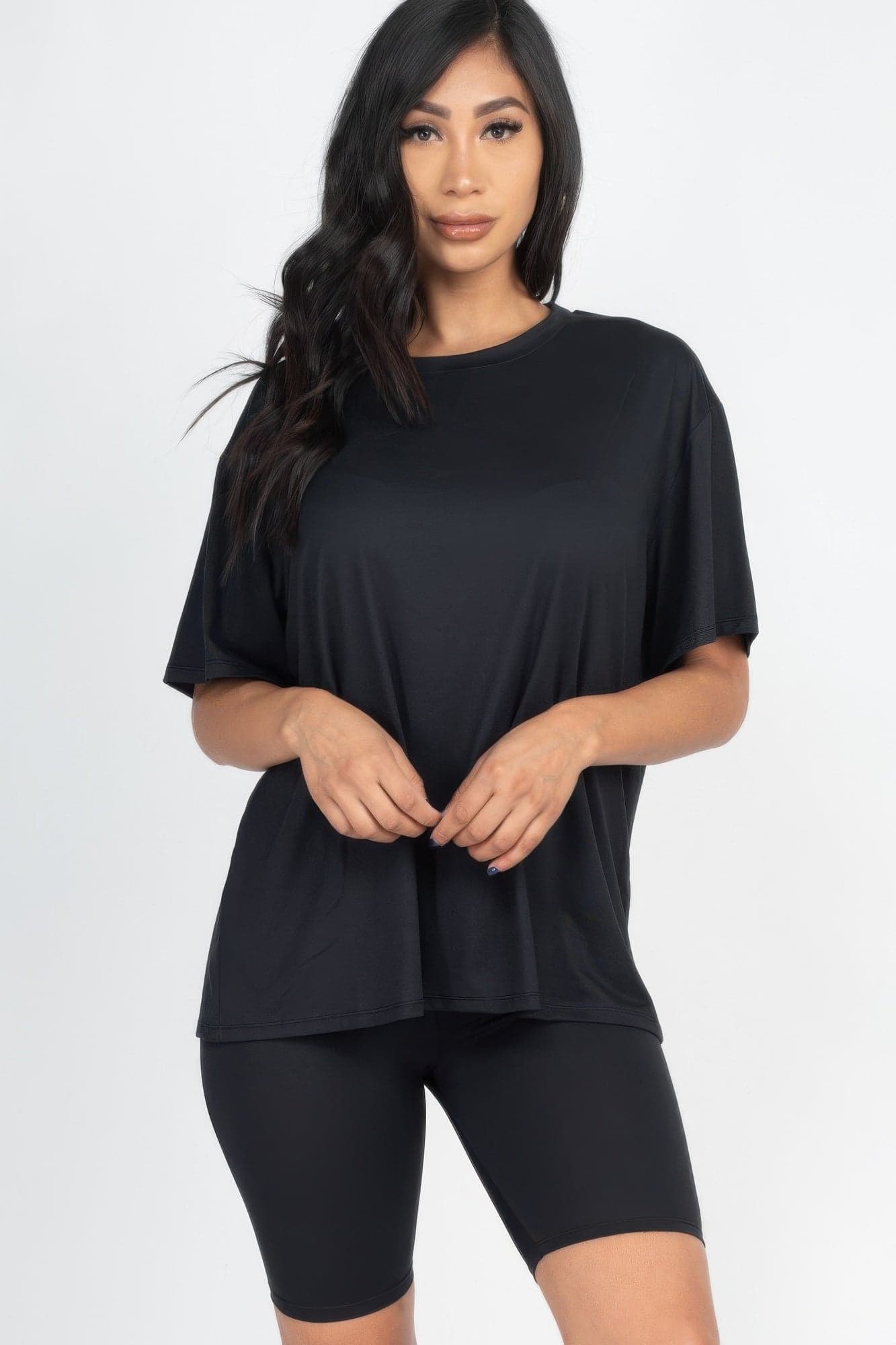 Loose Fit Top & Biker Shorts Set - Grape / S - Thumbnail 17
