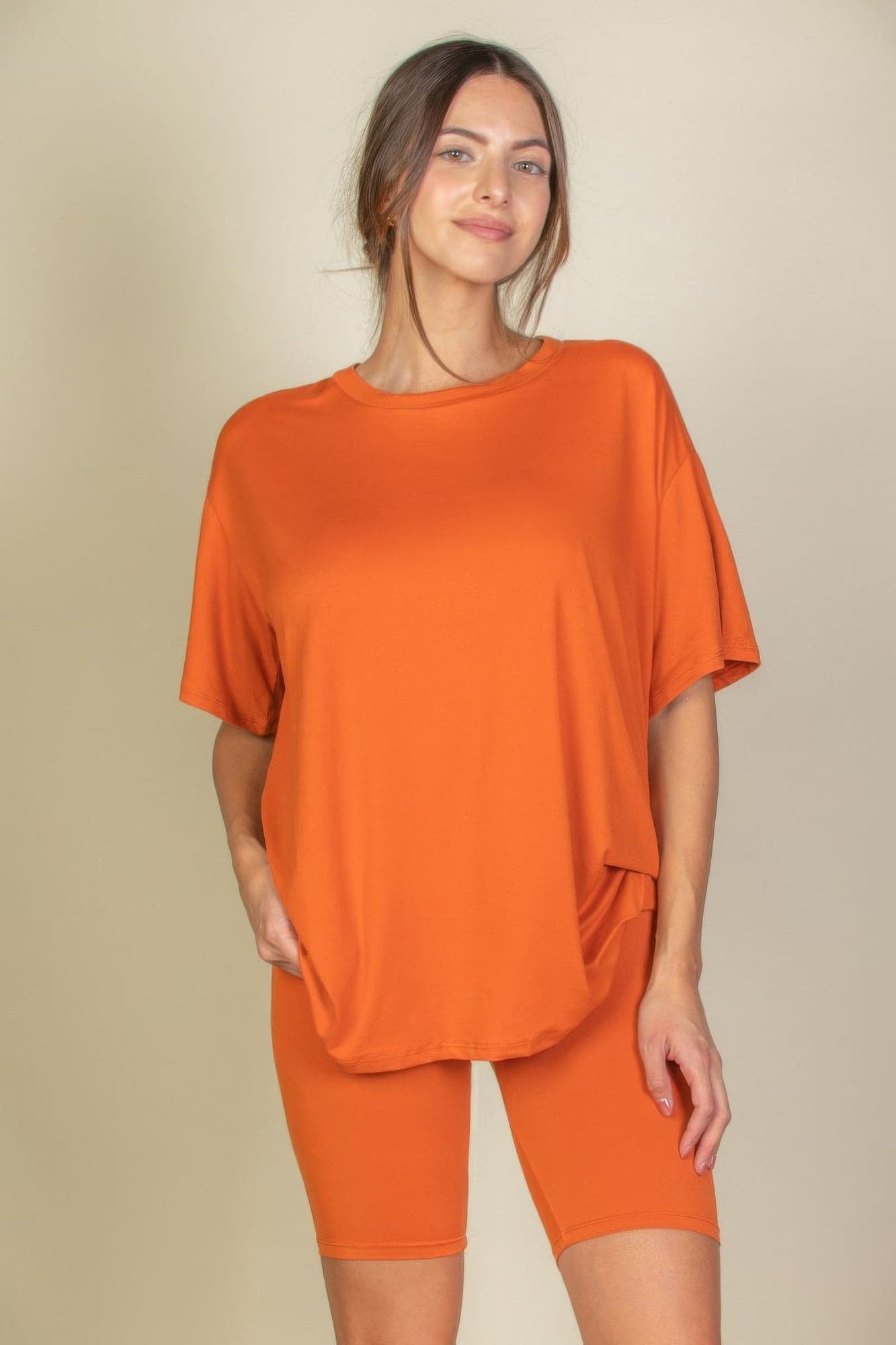 Loose Fit Top & Biker Shorts Set - Grape / L - Thumbnail 14