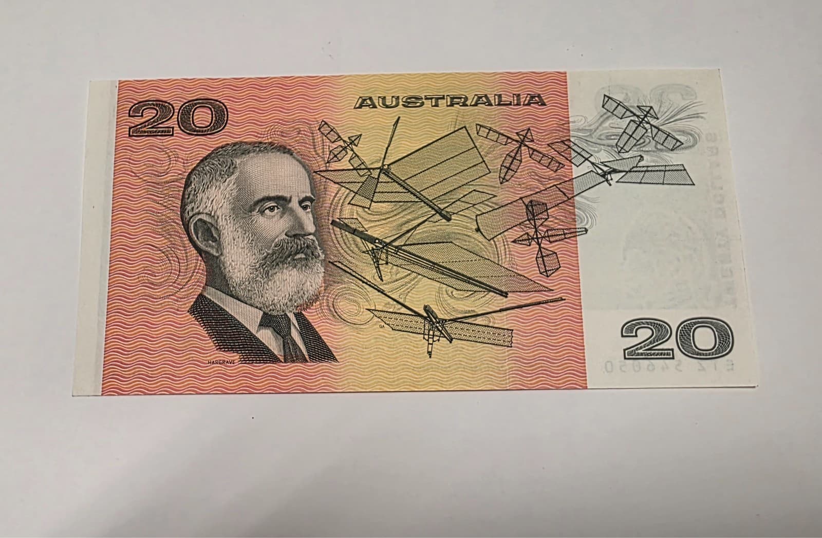 1985 Australia 20 Dollars Paper Banknote Johnston/Fraser Prefix ETZ Hargrave AU - Thumbnail 7