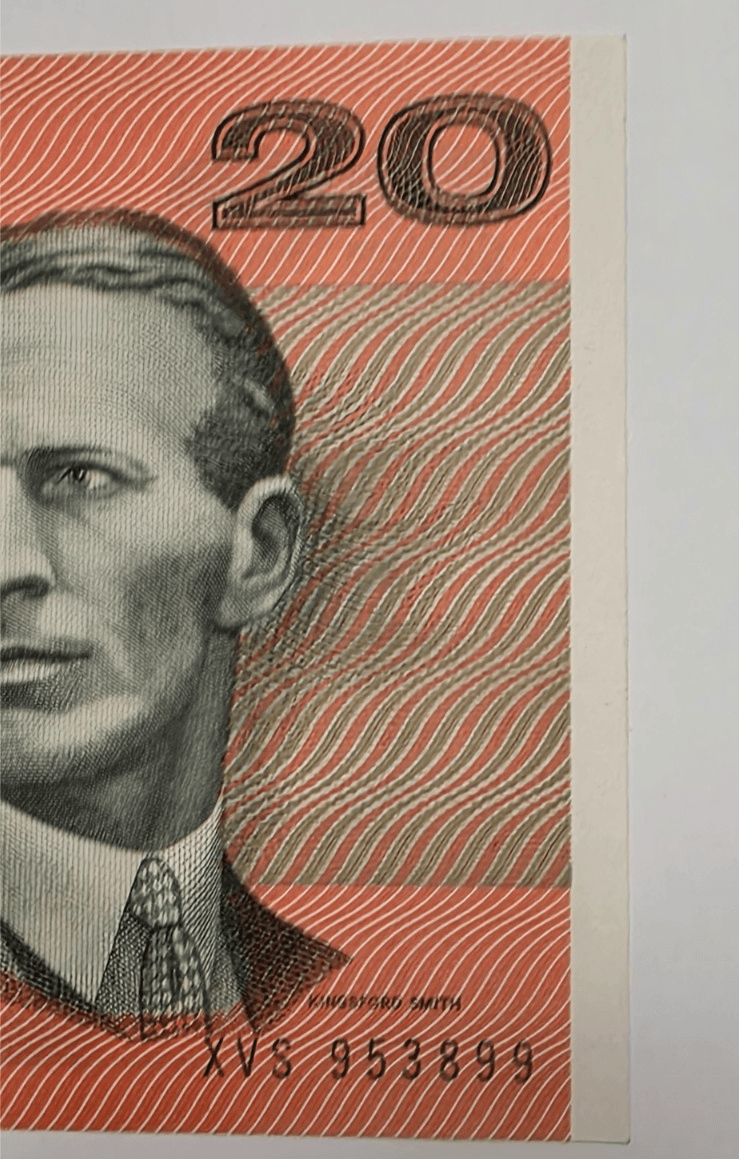 1985 Australia 20 Dollars Paper Banknote Johnston/Fraser Prefix ETZ Hargrave AU - Thumbnail 8