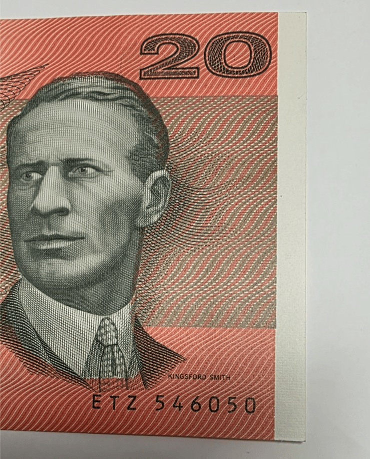 1985 Australia 20 Dollars Paper Banknote Johnston/Fraser Prefix ETZ Hargrave AU - Thumbnail 3