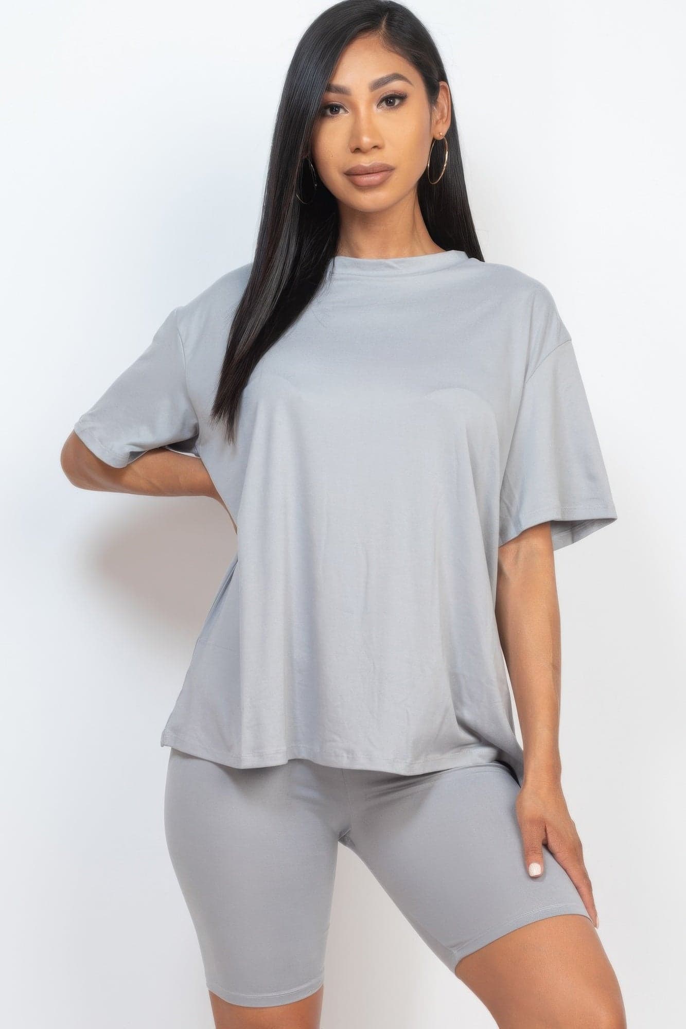 Loose Fit Top & Biker Shorts Set - Yellow / L - Thumbnail 6