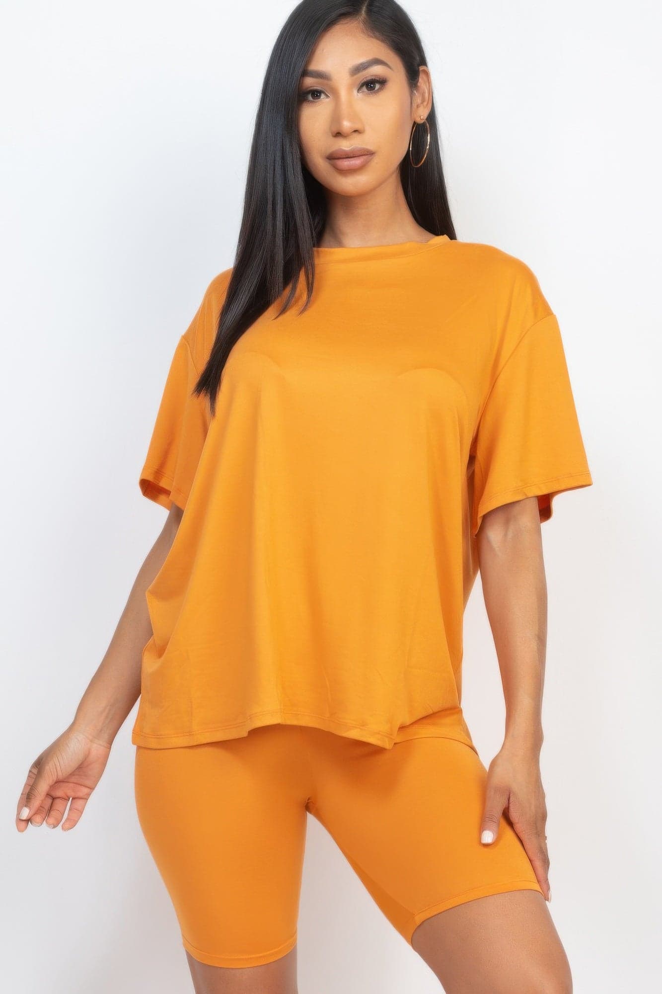 Loose Fit Top & Biker Shorts Set - White / S - Thumbnail 7