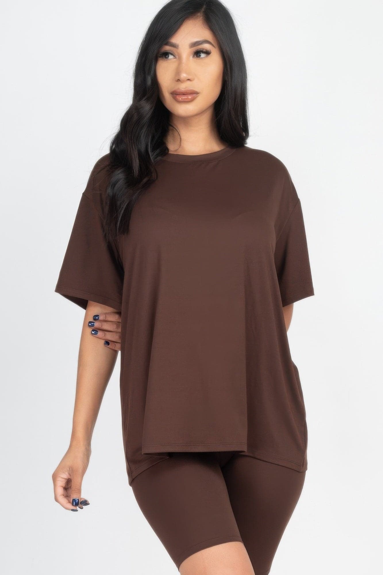 Loose Fit Top & Biker Shorts Set - Tomato Cream / S - Thumbnail 18