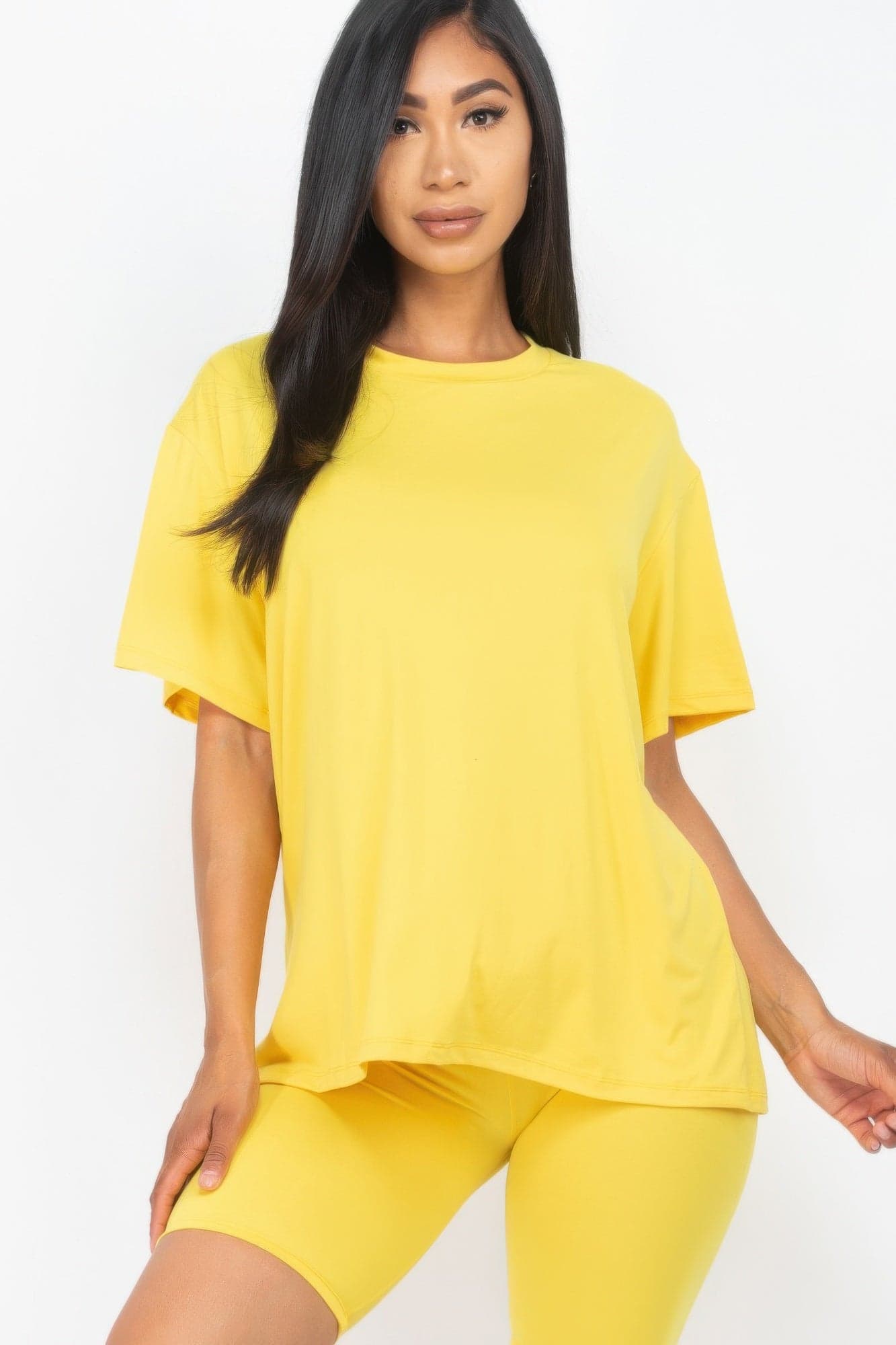 Loose Fit Top & Biker Shorts Set - Olive Branch / L - Thumbnail 3