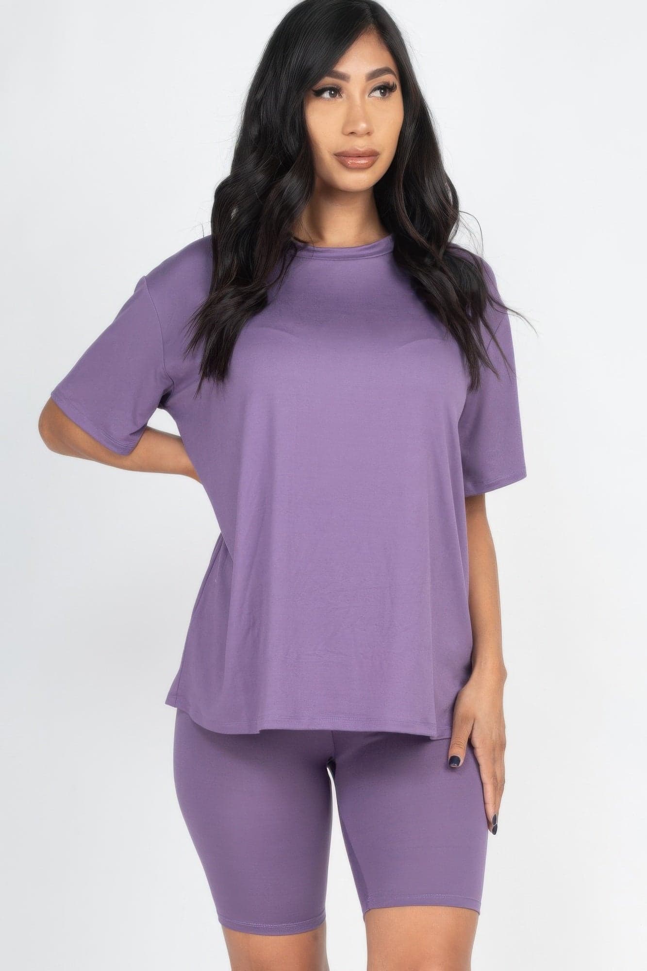 Loose Fit Top & Biker Shorts Set - Tomato Cream / S - Thumbnail 15