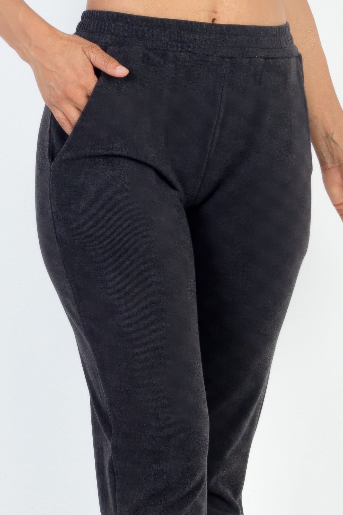 Ribbed Side Pocket Joggers - Burgundy / M - Thumbnail 4