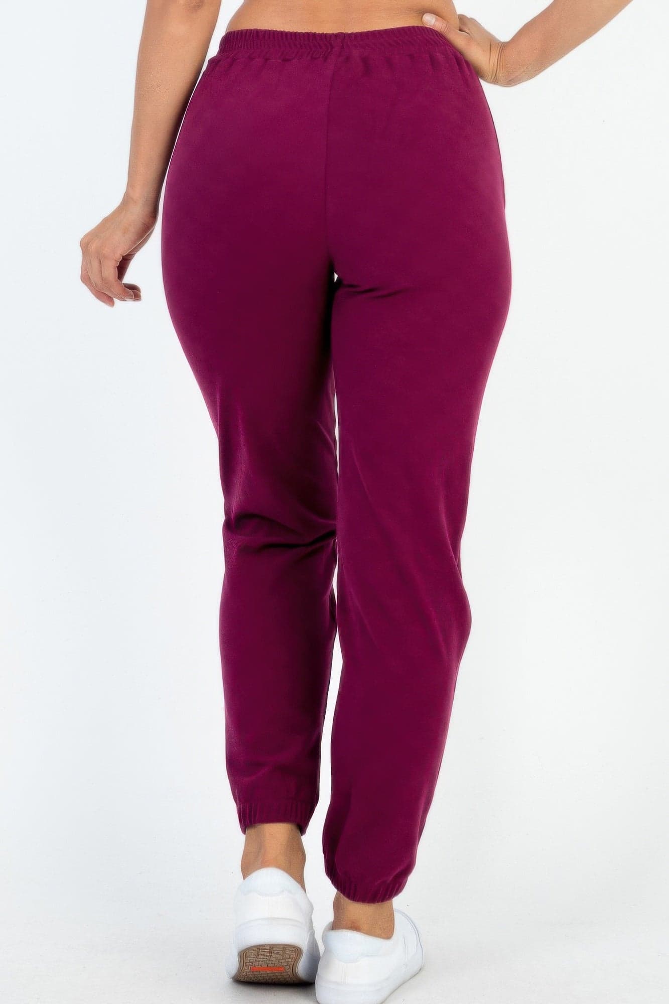 Ribbed Side Pocket Joggers - Burgundy / S - Thumbnail 7
