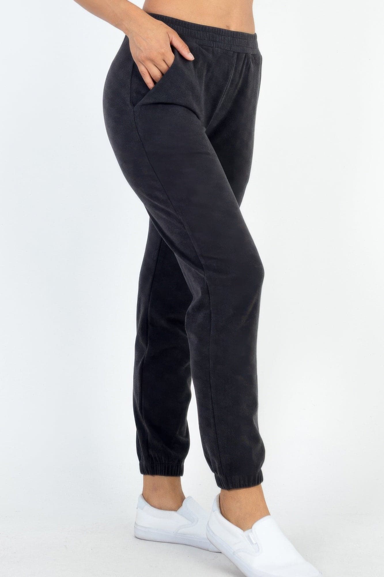 Ribbed Side Pocket Joggers - Burgundy / S - Thumbnail 3
