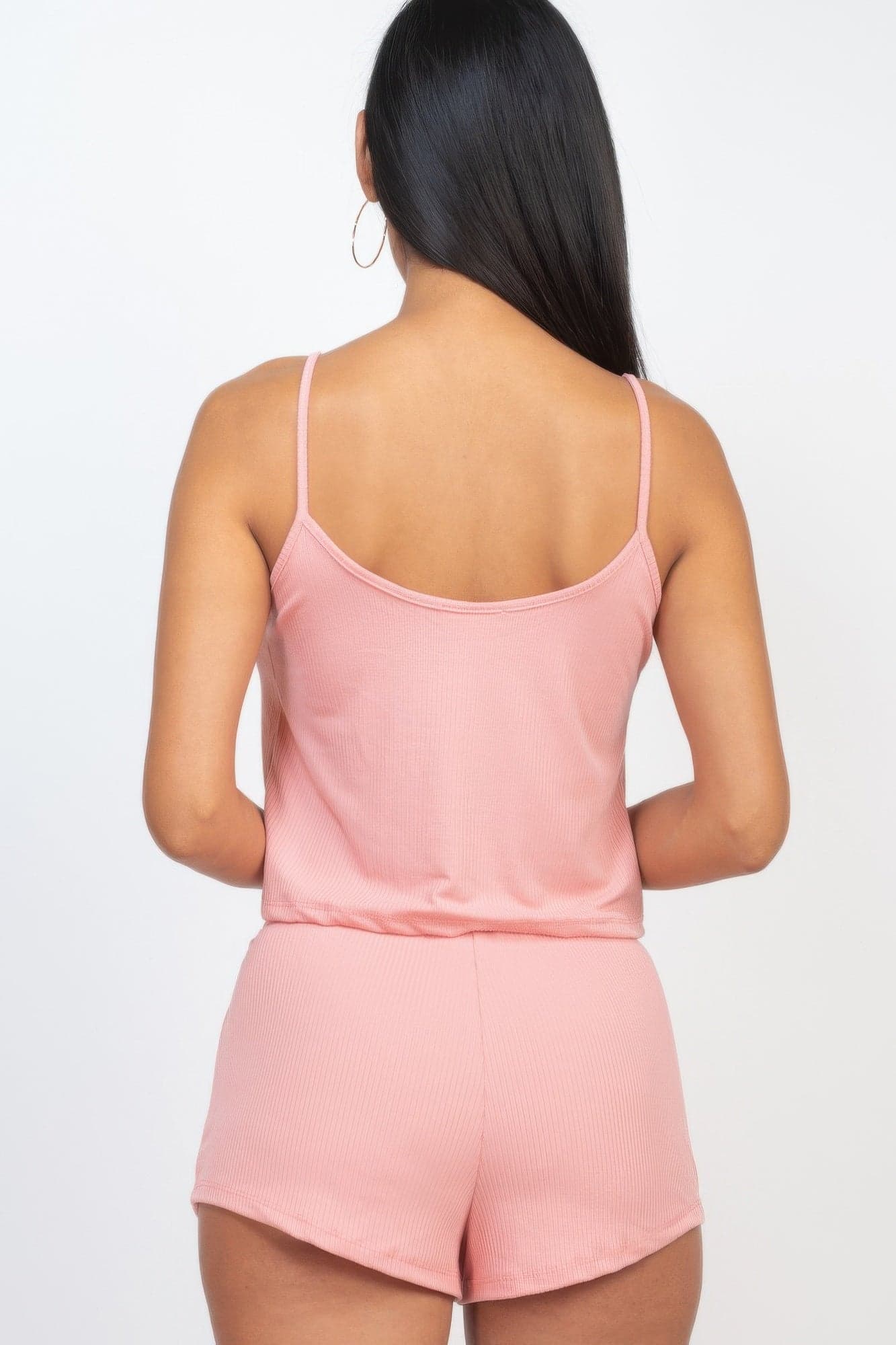 Ribbed Strappy Top & Shorts Set - Green Bay / S - Thumbnail 5