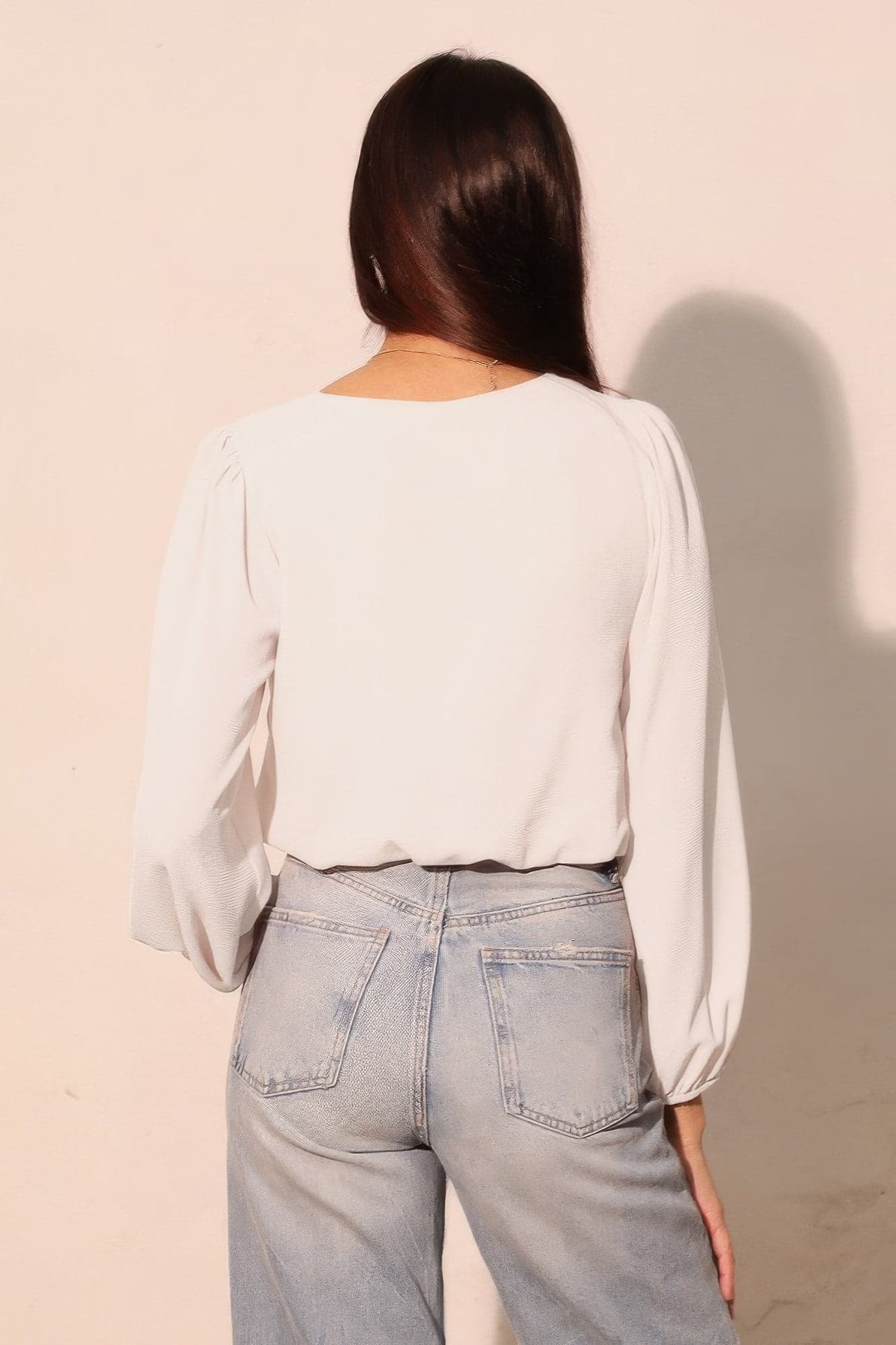 Textured Solid Long Sleeve Crop Top - S - Thumbnail 3