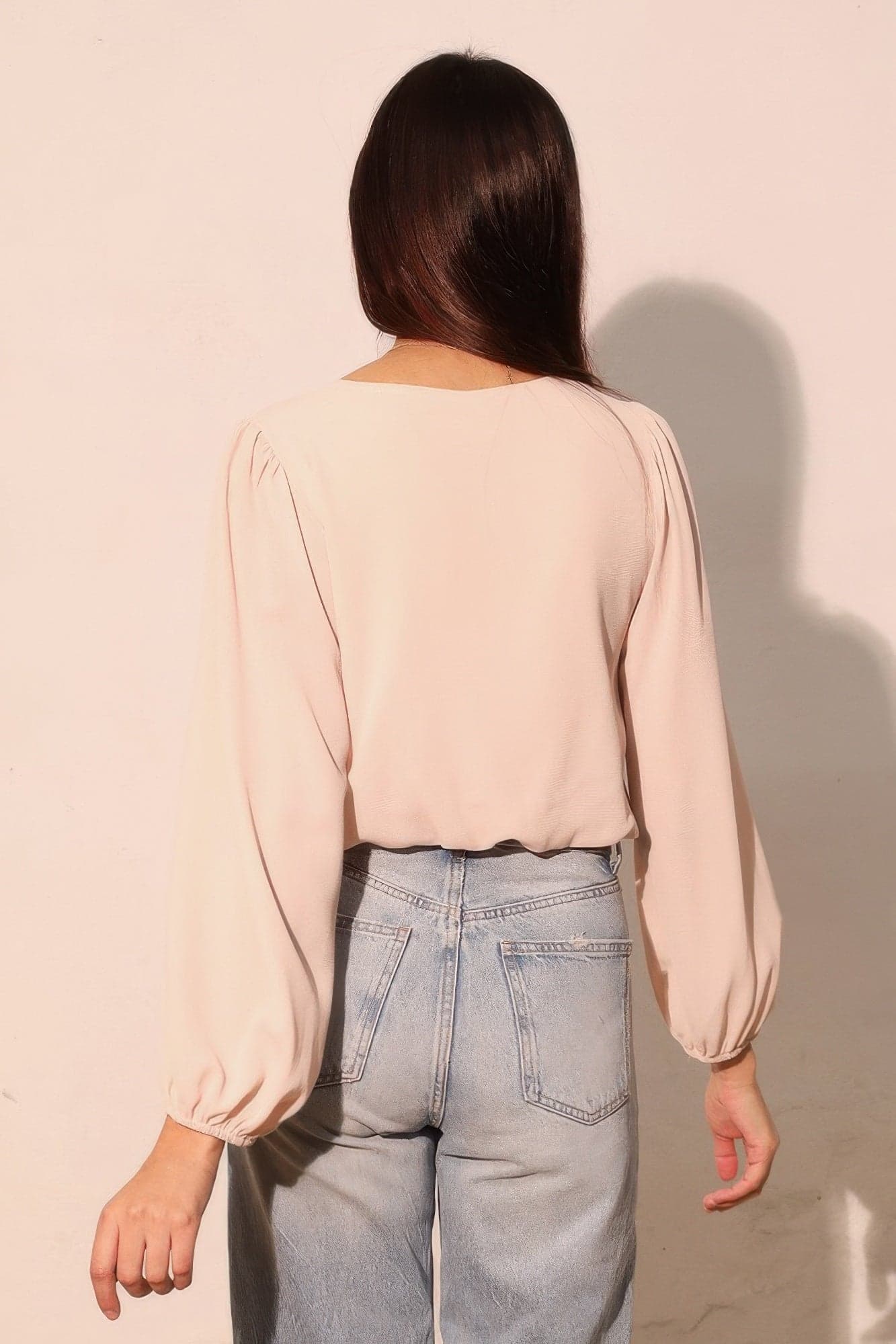 Textured Solid Long Sleeve Crop Top - S - Thumbnail 3