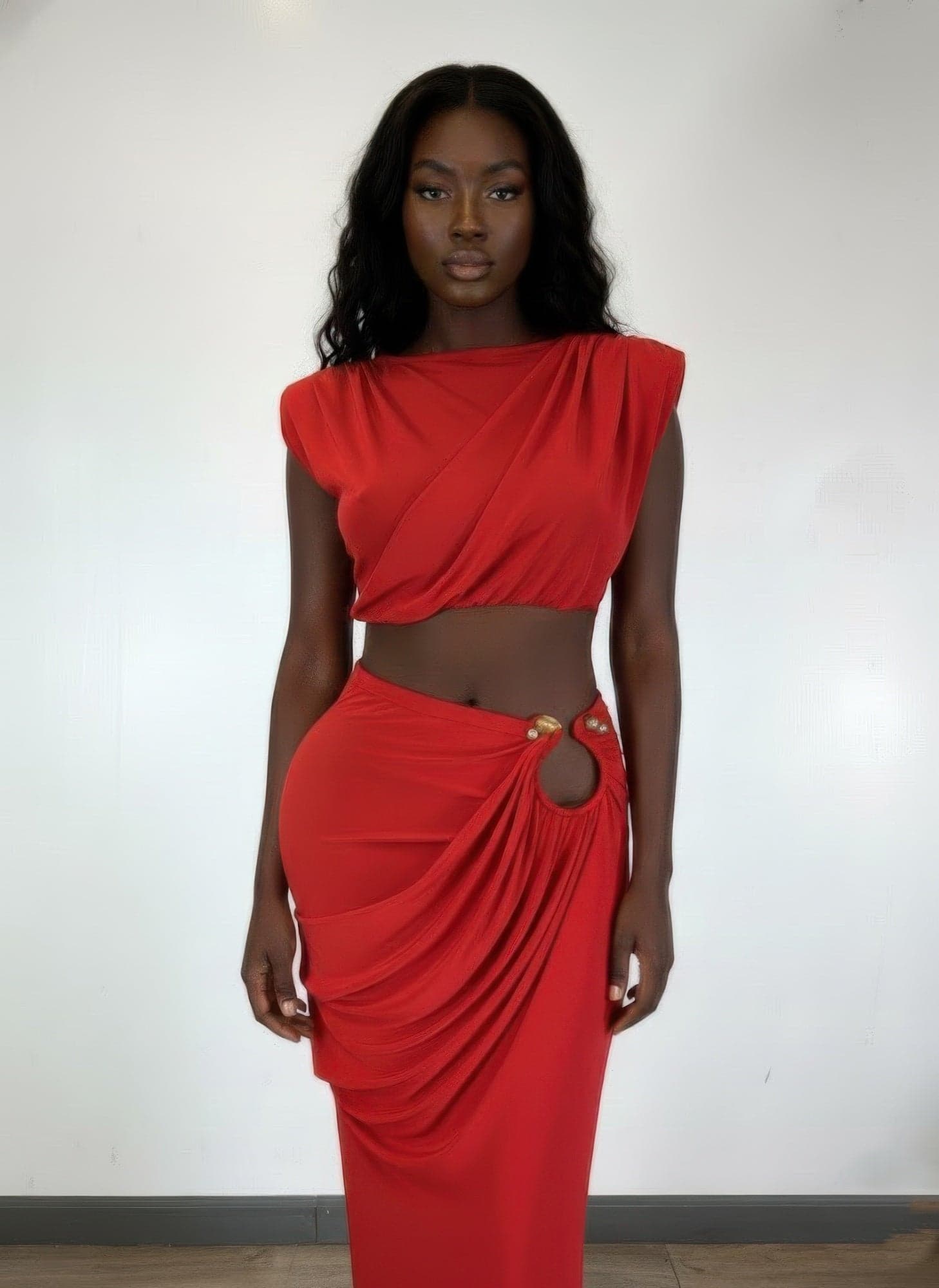 Sleeveless Top Featuring Cap Shoulders Set - M - Thumbnail 5